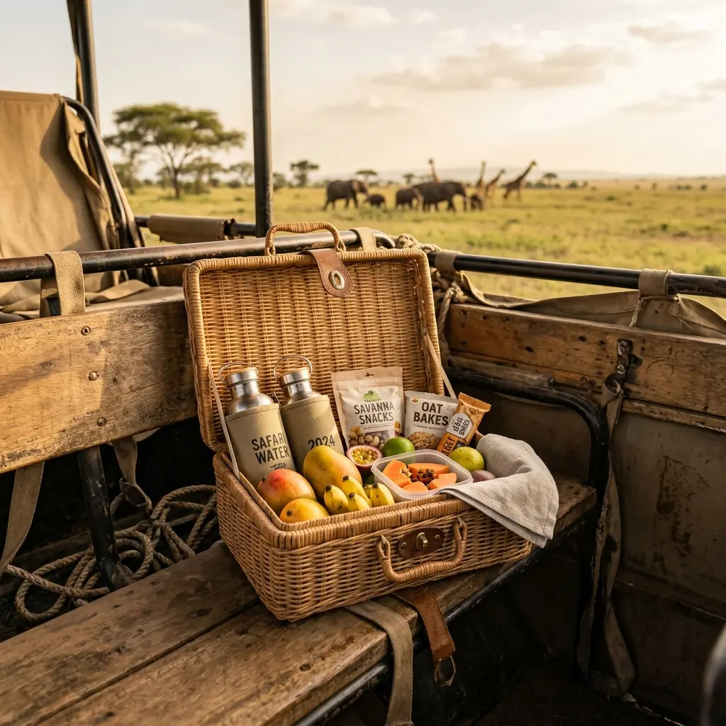 Chilled drinks and snacks served during the Minneriya jeep safari